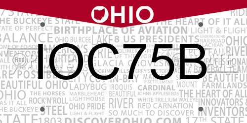 IOC75B Ohio License Plate