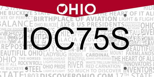 IOC75S Ohio License Plate
