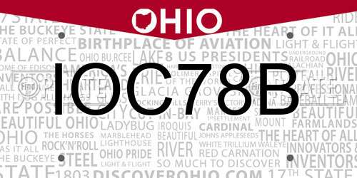 IOC78B Ohio License Plate