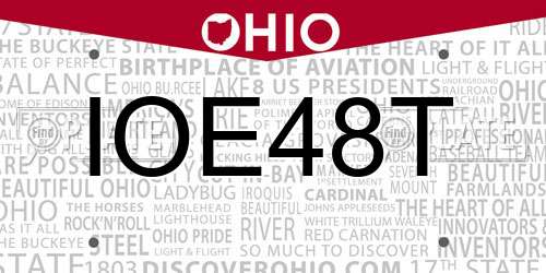 IOE48T Ohio License Plate