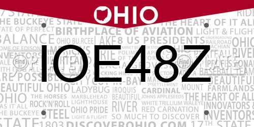 IOE48Z Ohio License Plate