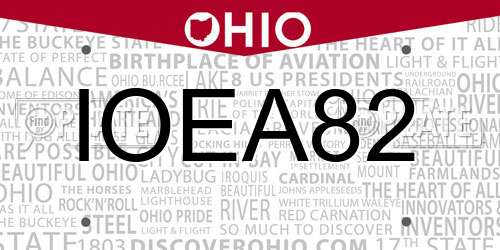 IOEA82 Ohio License Plate