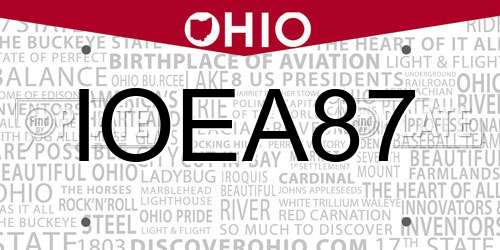 IOEA87 Ohio License Plate