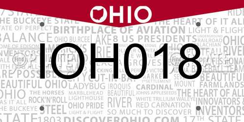 IOH018 Ohio License Plate