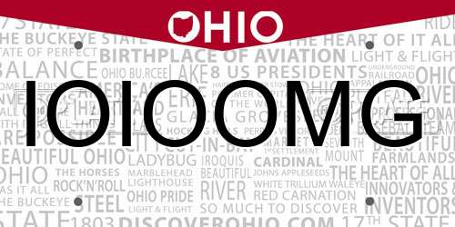IOIOOMG Ohio License Plate