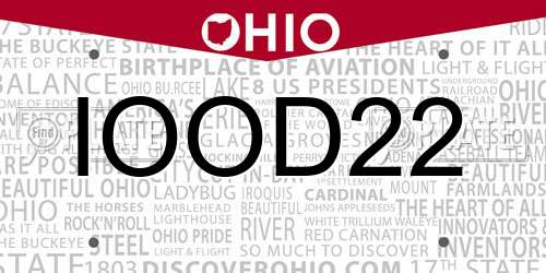 IOOD22 Ohio License Plate