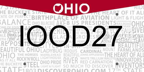 IOOD27 Ohio License Plate