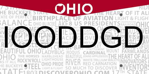 IOODDGD Ohio License Plate