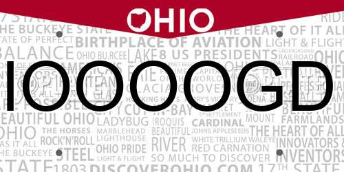 IOOOOGD Ohio License Plate