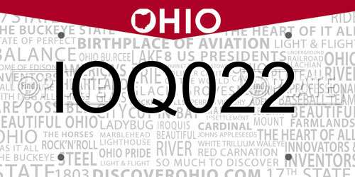 IOQ022 Ohio License Plate