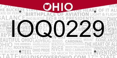 IOQ0229 Ohio License Plate