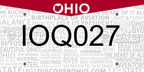 IOQ027 Ohio License Plate