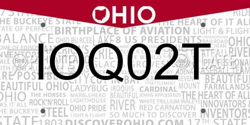 IOQ02T Ohio License Plate