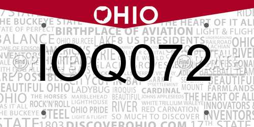 IOQ072 Ohio License Plate