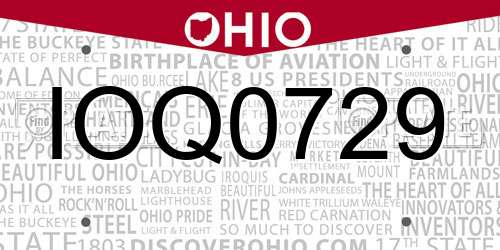 IOQ0729 Ohio License Plate