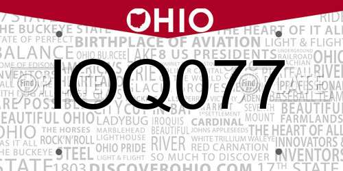 IOQ077 Ohio License Plate