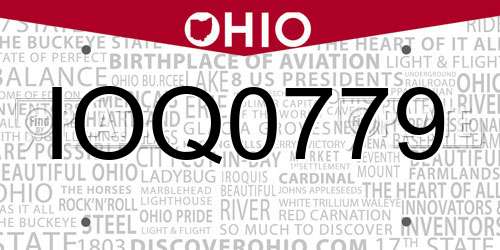 IOQ0779 Ohio License Plate
