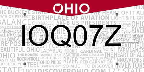 IOQ07Z Ohio License Plate