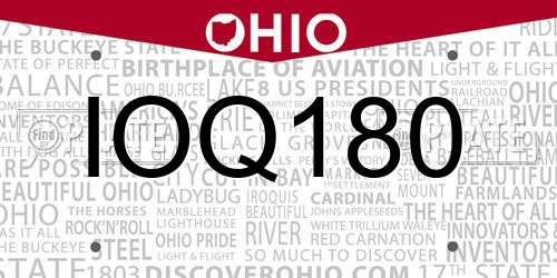 IOQ180 Ohio License Plate