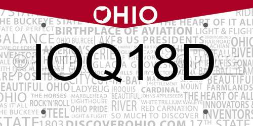 IOQ18D Ohio License Plate