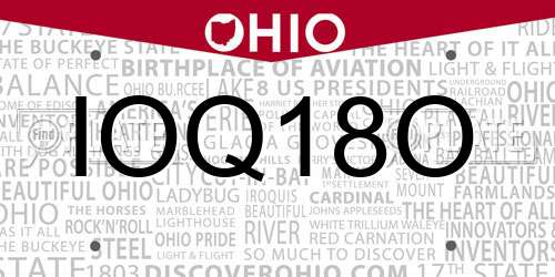 IOQ18O Ohio License Plate