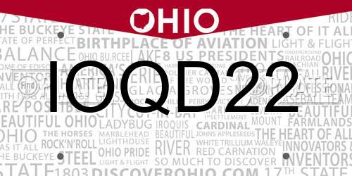 IOQD22 Ohio License Plate