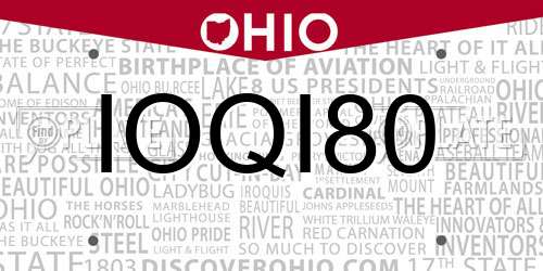 IOQI80 Ohio License Plate