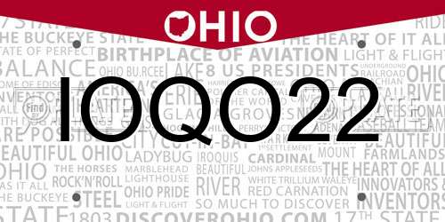 IOQO22 Ohio License Plate