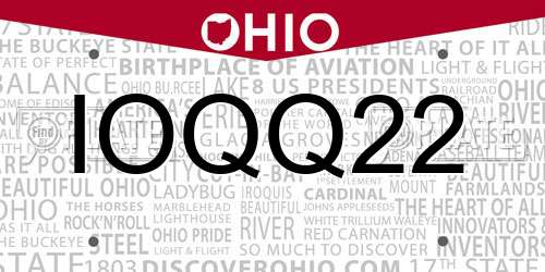 IOQQ22 Ohio License Plate