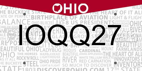 IOQQ27 Ohio License Plate