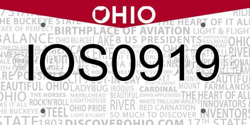 IOS0919 Ohio License Plate