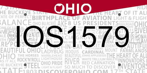 IOS1579 Ohio License Plate