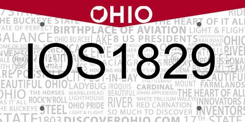 IOS1829 Ohio License Plate
