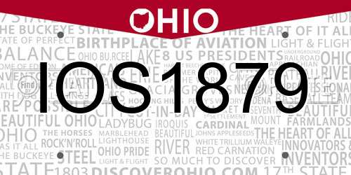 IOS1879 Ohio License Plate
