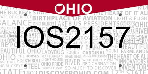 IOS2157 Ohio License Plate