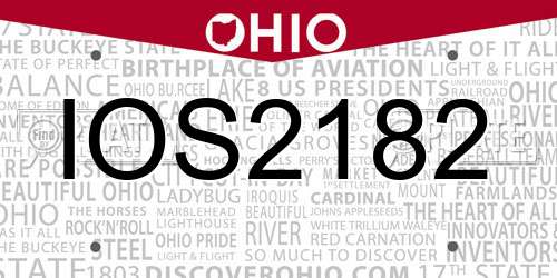 IOS2182 Ohio License Plate