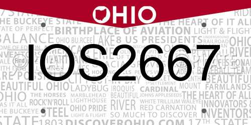 IOS2667 Ohio License Plate