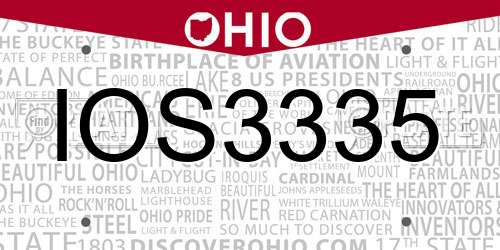 IOS3335 Ohio License Plate