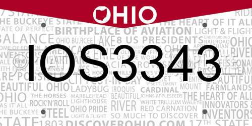 IOS3343 Ohio License Plate