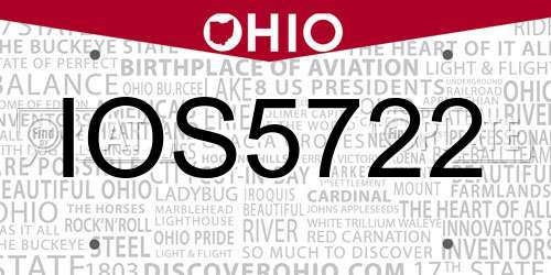 IOS5722 Ohio License Plate