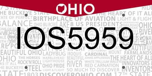 IOS5959 Ohio License Plate