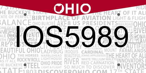 IOS5989 Ohio License Plate
