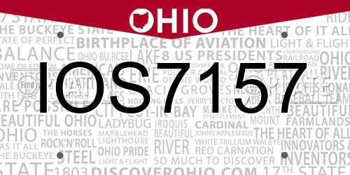 IOS7157 Ohio License Plate