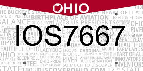 IOS7667 Ohio License Plate