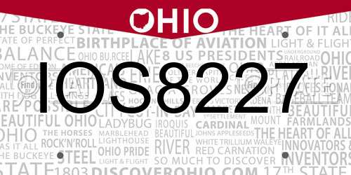 IOS8227 Ohio License Plate