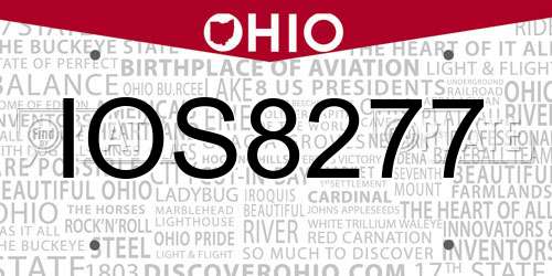 IOS8277 Ohio License Plate