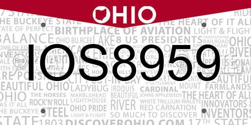 IOS8959 Ohio License Plate