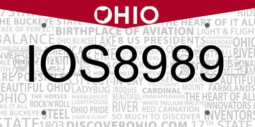 IOS8989 Ohio License Plate