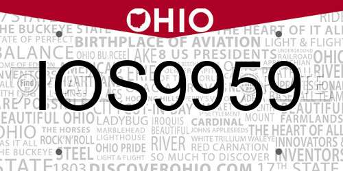 IOS9959 Ohio License Plate