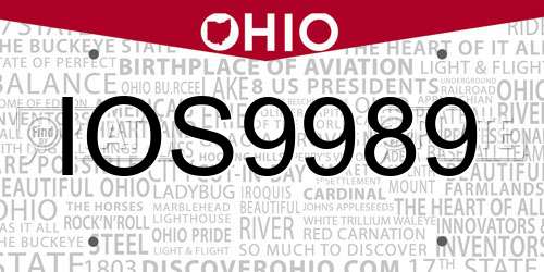 IOS9989 Ohio License Plate
